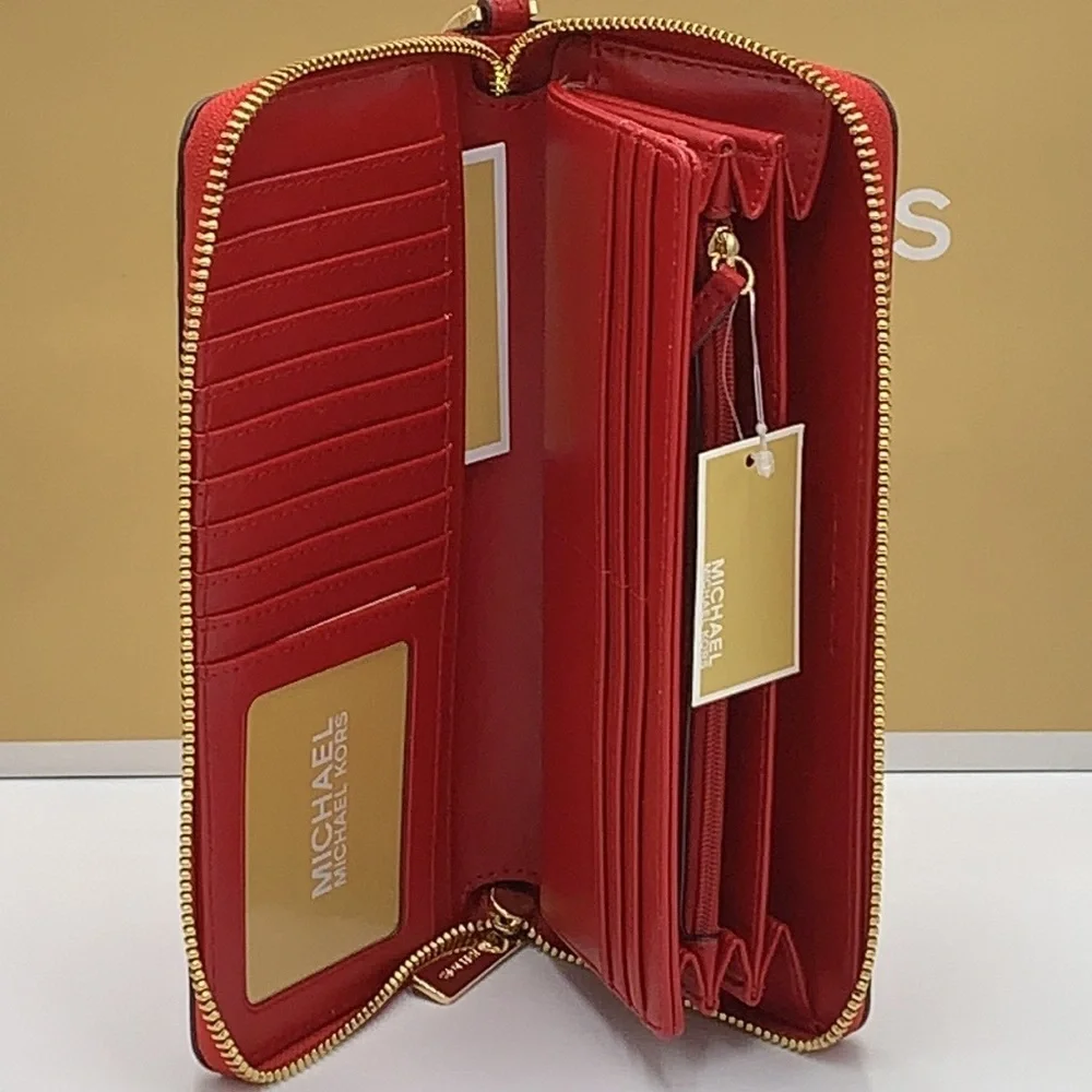 MICHAEL KORS JAYCEE MEDIUM ZIP POCKET BACKPACK & LARGE TRAVEL CONTINENTAL WRISTL